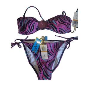 Sandy bottoms 2 piece bikini super cute multicolor bikini size small nwt